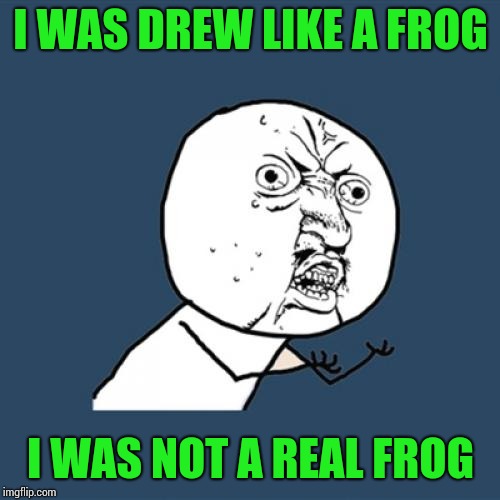 Y U No Meme | I WAS DREW LIKE A FROG I WAS NOT A REAL FROG | image tagged in memes,y u no | made w/ Imgflip meme maker