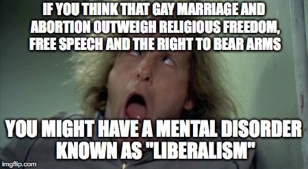 This cannot be stressed | IF YOU THINK THAT GAY MARRIAGE AND ABORTION OUTWEIGH RELIGIOUS FREEDOM, FREE SPEECH AND THE RIGHT TO BEAR ARMS; YOU MIGHT HAVE A MENTAL DISORDER KNOWN AS "LIBERALISM" | image tagged in memes,scary harry,funny,liberals,liberal logic | made w/ Imgflip meme maker