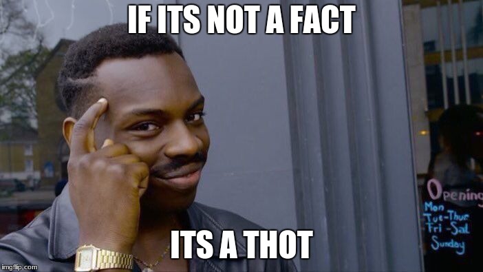 Roll Safe Think About It Meme | IF ITS NOT A FACT; ITS A THOT | image tagged in memes,roll safe think about it | made w/ Imgflip meme maker