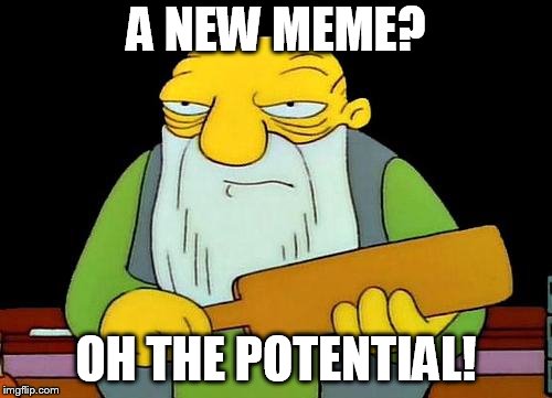 That's a paddlin' Meme | A NEW MEME? OH THE POTENTIAL! | image tagged in memes,that's a paddlin' | made w/ Imgflip meme maker