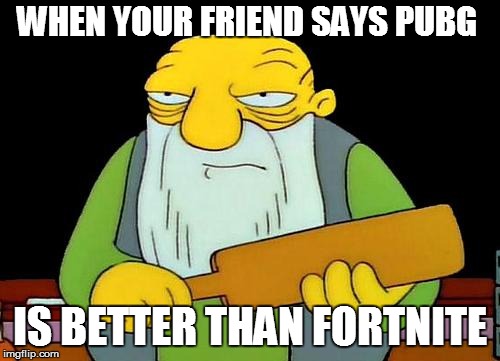 That's a paddlin' | WHEN YOUR FRIEND SAYS PUBG; IS BETTER THAN FORTNITE | image tagged in memes,that's a paddlin' | made w/ Imgflip meme maker