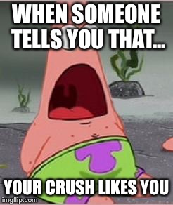 Omg | WHEN SOMEONE TELLS YOU THAT... YOUR CRUSH LIKES YOU | image tagged in omg | made w/ Imgflip meme maker