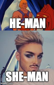 You have to know who he man is to get this one... | HE-MAN; SHE-MAN | image tagged in gay,memes,funny,he man | made w/ Imgflip meme maker
