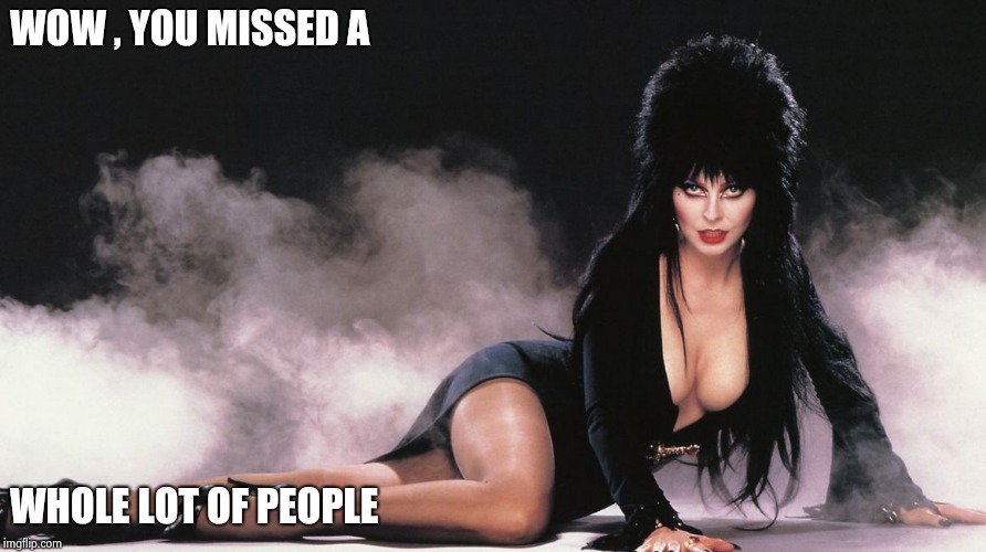 Elvira | WOW , YOU MISSED A WHOLE LOT OF PEOPLE | image tagged in elvira | made w/ Imgflip meme maker