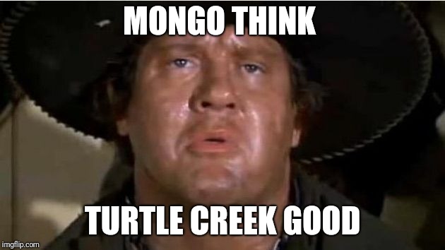 Mongo | MONGO THINK; TURTLE CREEK GOOD | image tagged in mongo | made w/ Imgflip meme maker