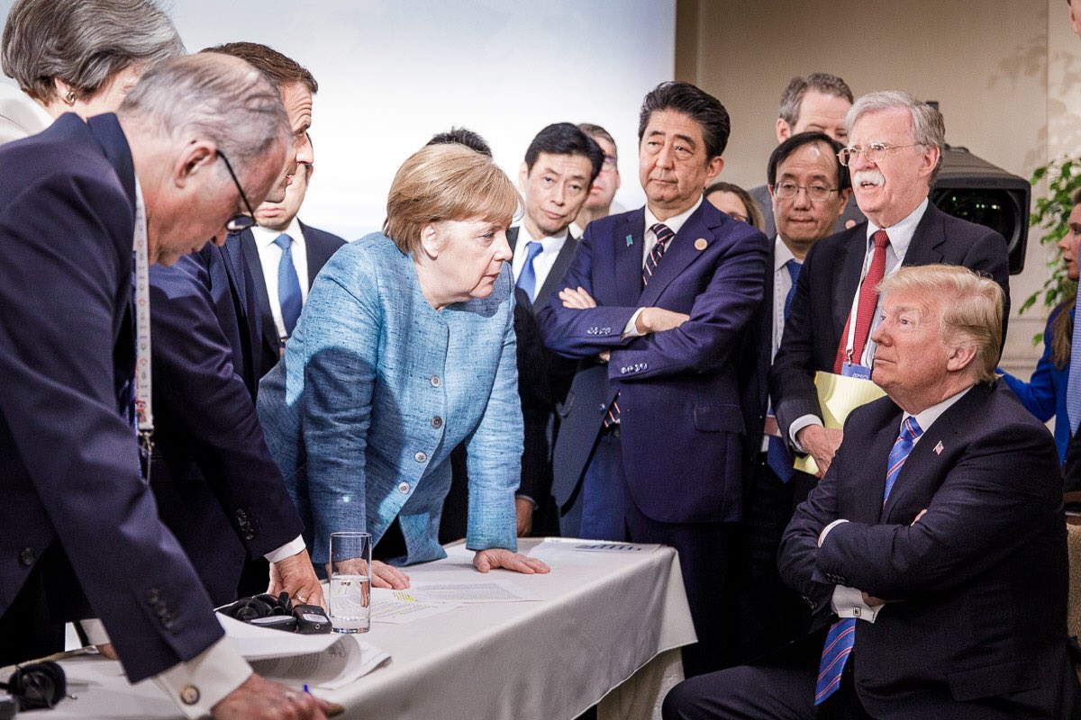 High Quality Merkel Scold Trump Blank Meme Template