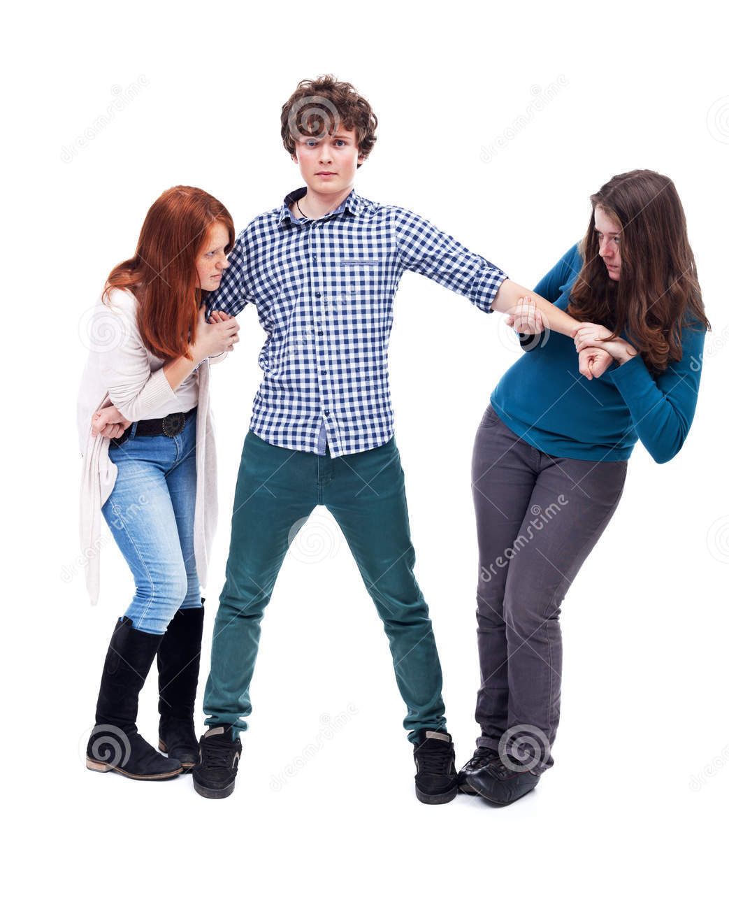 Girls fighting over boy Blank Meme Template