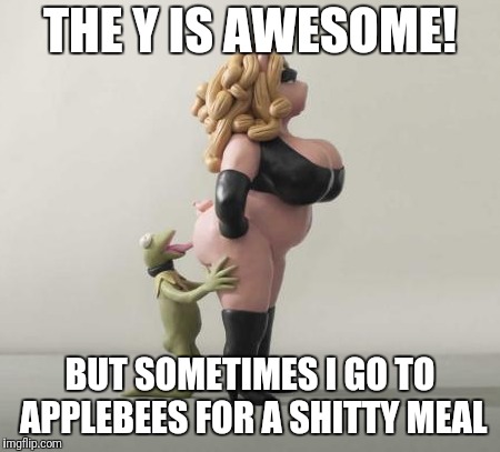 THE Y IS AWESOME! BUT SOMETIMES I GO TO APPLEBEES FOR A SHITTY MEAL | made w/ Imgflip meme maker