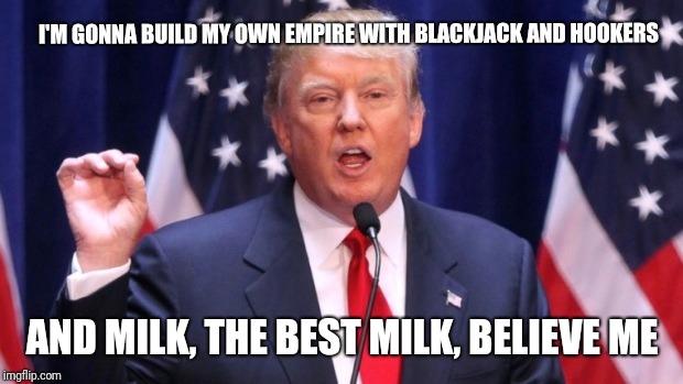 I'M GONNA BUILD MY OWN EMPIRE WITH BLACKJACK AND HOOKERS AND MILK, THE BEST MILK, BELIEVE ME | made w/ Imgflip meme maker