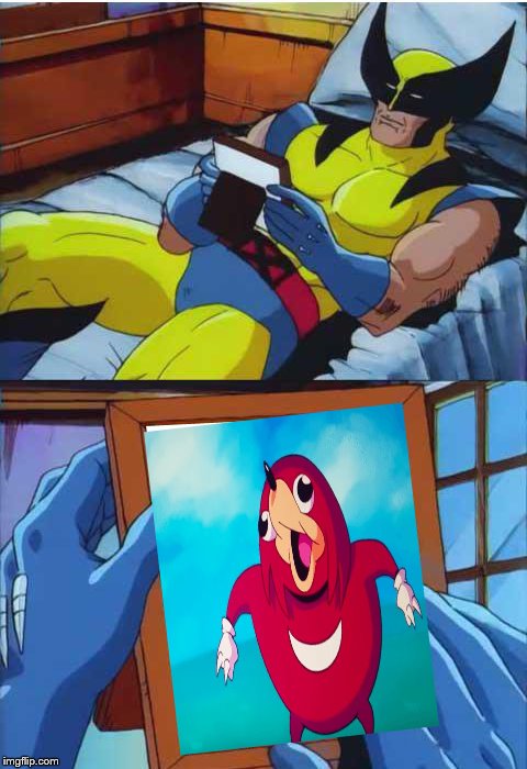 A tribute to my favourite meme. It died so soon. | image tagged in ugandan knuckles,wolverine remeber,dead memes | made w/ Imgflip meme maker