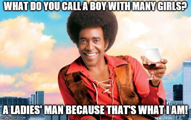the ladies man | WHAT DO YOU CALL A BOY WITH MANY GIRLS? A LADIES' MAN BECAUSE THAT'S WHAT I AM! | image tagged in the ladies man | made w/ Imgflip meme maker