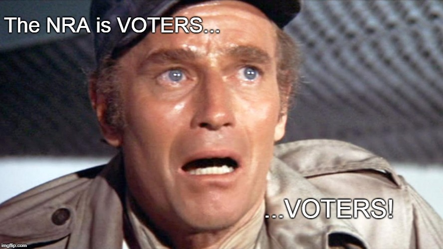 Voters | The NRA is VOTERS... ...VOTERS! | image tagged in soylent green,nra,heston | made w/ Imgflip meme maker