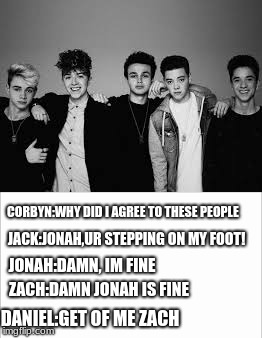 thoughts while taking the picture | CORBYN:WHY DID I AGREE TO THESE PEOPLE; JACK:JONAH,UR STEPPING ON MY FOOT! JONAH:DAMN, IM FINE; ZACH:DAMN JONAH IS FINE; DANIEL:GET OF ME ZACH | image tagged in wdw,thoughts,funny | made w/ Imgflip meme maker