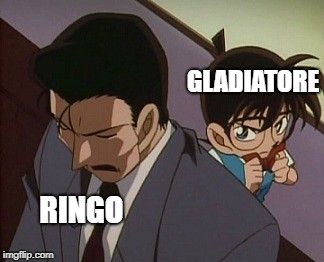 Conan and Goro | GLADIATORE; RINGO | image tagged in conan and goro | made w/ Imgflip meme maker