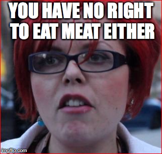 YOU HAVE NO RIGHT TO EAT MEAT EITHER | made w/ Imgflip meme maker