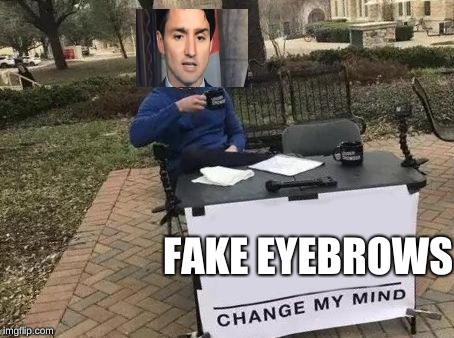 FAKE EYEBROWS | image tagged in ray change my mind | made w/ Imgflip meme maker