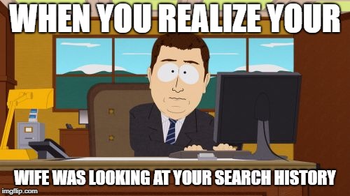 Aaaaand Its Gone Meme | WHEN YOU REALIZE YOUR; WIFE WAS LOOKING AT YOUR SEARCH HISTORY | image tagged in memes,aaaaand its gone | made w/ Imgflip meme maker