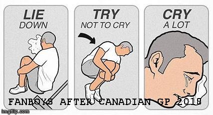 cry a lot | FANBOYS AFTER CANADIAN GP 2018 | image tagged in cry a lot | made w/ Imgflip meme maker