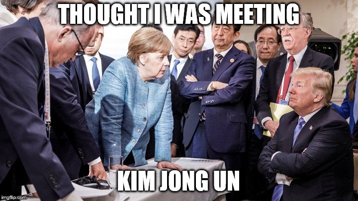Kim Jong Un | THOUGHT I WAS MEETING; KIM JONG UN | image tagged in g7,donald trump | made w/ Imgflip meme maker
