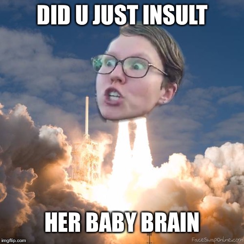 Triggered Flightith | DID U JUST INSULT; HER BABY BRAIN | image tagged in triggered flightith | made w/ Imgflip meme maker