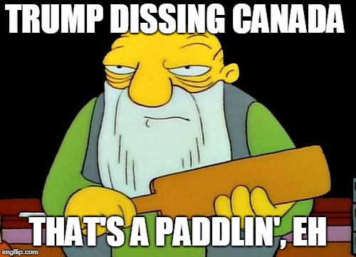 That's a paddlin' Meme | TRUMP DISSING CANADA; THAT'S A PADDLIN', EH | image tagged in memes,that's a paddlin' | made w/ Imgflip meme maker