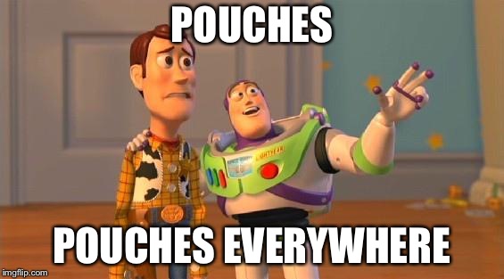 POUCHES; POUCHES EVERYWHERE | made w/ Imgflip meme maker