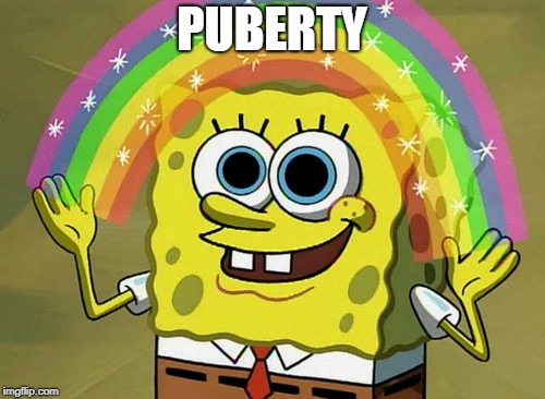 Imagination Spongebob Meme | PUBERTY | image tagged in memes,imagination spongebob | made w/ Imgflip meme maker
