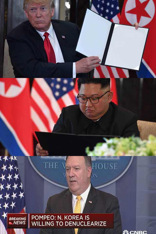 High Quality Trump Kim agreements Blank Meme Template