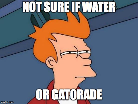 Futurama Fry Meme | NOT SURE IF WATER OR GATORADE | image tagged in memes,futurama fry | made w/ Imgflip meme maker