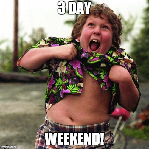 3 DAY; WEEKEND! | image tagged in human | made w/ Imgflip meme maker