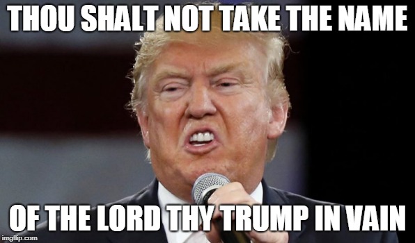 THOU SHALT NOT TAKE THE NAME; OF THE LORD THY TRUMP IN VAIN | image tagged in trump | made w/ Imgflip meme maker