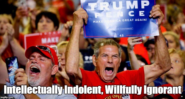 "Trump's Base" | Intellectually Indolent, Willfully Ignorant | image tagged in white nationalism,white supremacism,the really really really white house,trump's base,intellectually indolent,willfully ignorant | made w/ Imgflip meme maker