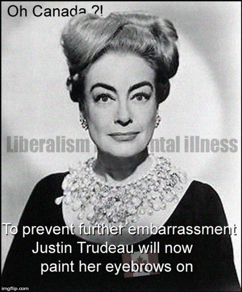 Justin Trudeau solves losing eyebrow problem | image tagged in justin trudeau,joan crawford,politics lol,funny memes,current events,dank meme | made w/ Imgflip meme maker