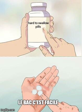 Hard To Swallow Pills Meme | LE BAC C'EST FACILE | image tagged in hard to swallow pills | made w/ Imgflip meme maker