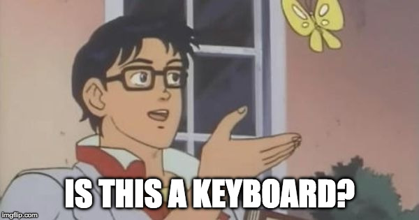 Is This a Pigeon | IS THIS A KEYBOARD? | image tagged in is this a pigeon | made w/ Imgflip meme maker