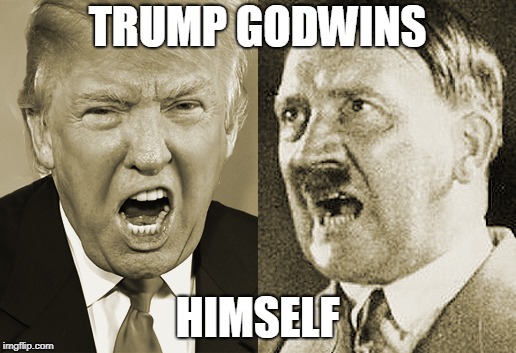 Trump Hitler  | TRUMP GODWINS; HIMSELF | image tagged in trump hitler | made w/ Imgflip meme maker