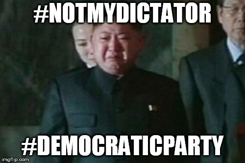 Kim Jong Un Sad | #NOTMYDICTATOR; #DEMOCRATICPARTY | image tagged in memes,kim jong un sad | made w/ Imgflip meme maker