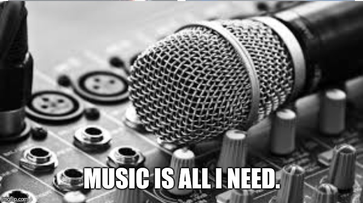 MUSIC IS ALL I NEED. | image tagged in microphone | made w/ Imgflip meme maker