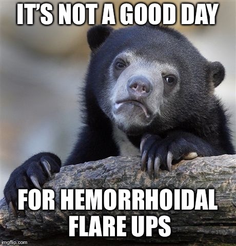 Confession Bear Meme | IT’S NOT A GOOD DAY; FOR HEMORRHOIDAL FLARE UPS | image tagged in memes,confession bear | made w/ Imgflip meme maker