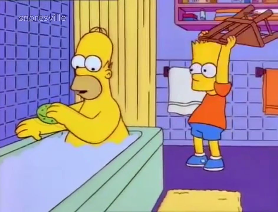 High Quality Bart Hits Homer with Chair Blank Meme Template