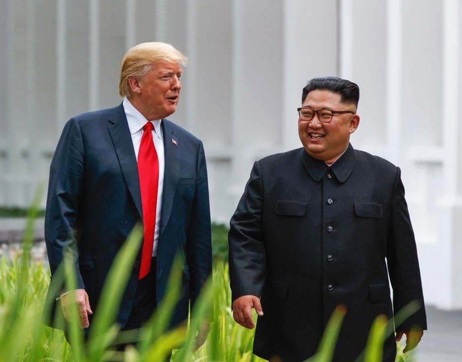 Trump Kim joking 1 Blank Meme Template