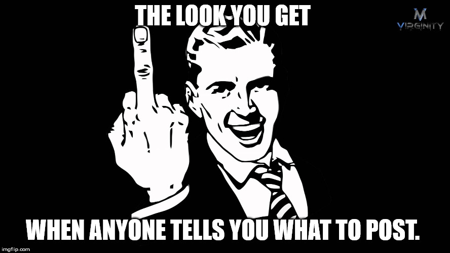 FO noobs | THE LOOK YOU GET; WHEN ANYONE TELLS YOU WHAT TO POST. | image tagged in imgflip,meanwhile on imgflip | made w/ Imgflip meme maker