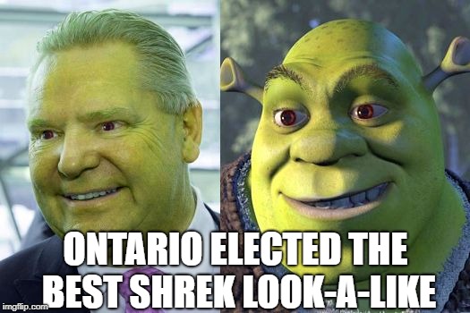 Ford Nation Sensation | ONTARIO ELECTED THE BEST SHREK LOOK-A-LIKE | image tagged in ogre ford,memes,funny,shrek | made w/ Imgflip meme maker