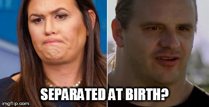 Separated At Birth - Sarah huckabee sanders & George Corpsegrinder Fisher? | SEPARATED AT BIRTH? | image tagged in cannibal corpse,sarah huckabee sanders,separated at birth | made w/ Imgflip meme maker
