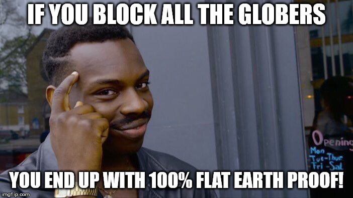 Fat Urf | IF YOU BLOCK ALL THE GLOBERS; YOU END UP WITH 100% FLAT EARTH PROOF! | image tagged in memes,roll safe think about it,flerf,flat earth,earthisflat | made w/ Imgflip meme maker
