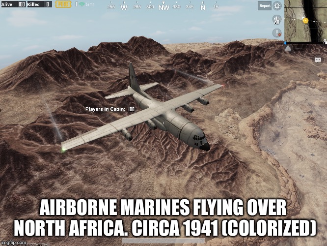 AIRBORNE MARINES FLYING OVER NORTH AFRICA. CIRCA 1941 (COLORIZED) | image tagged in historical meme | made w/ Imgflip meme maker