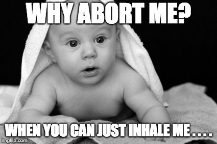 Abortion, baby, love, parents, antinatalism, Natalism | WHY ABORT ME? WHEN YOU CAN JUST INHALE ME . . . . | image tagged in abortion baby love parents antinatalism natalism | made w/ Imgflip meme maker