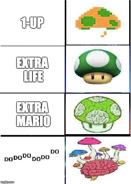 Expanding Brain Meme | 1-UP; EXTRA LIFE; EXTRA MARIO | image tagged in memes,expanding brain | made w/ Imgflip meme maker