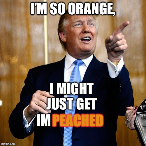 Donald Trump Pun | I’M SO ORANGE, I MIGHT JUST GET; IM; PEACHED | image tagged in bad pun,bad puns,donald trump | made w/ Imgflip meme maker