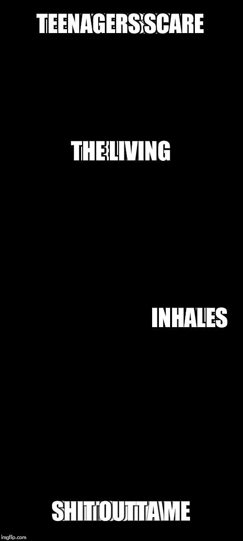 Inhaling Seagull Meme | TEENAGERS SCARE; THE LIVING; INHALES; SHIT OUTTA ME | image tagged in memes,inhaling seagull | made w/ Imgflip meme maker